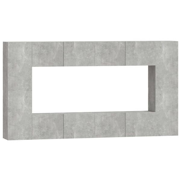 vidaXL 8 Piece TV Cabinet Set Concrete Grey Engineered Wood