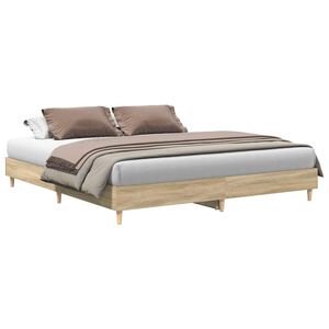 vidaXL Bed Frame No Mattress Sonoma Oak 200x200 cm Engineered Wood