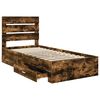 vidaXL Bed Frame Smoked Oak and Silver 75 x 190 cm Engineered Wood