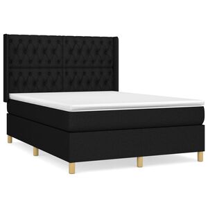 vidaXL Box Spring Bed with Mattress Black 140x190 cm Fabric