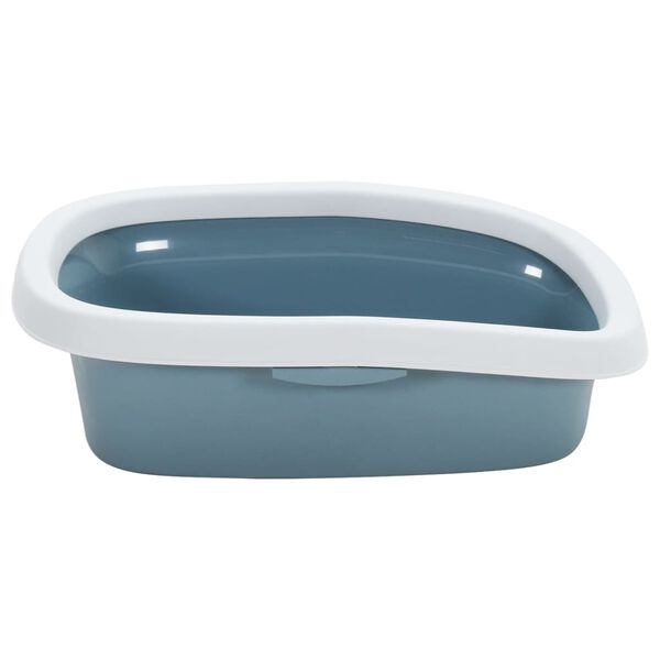 vidaXL Cat Litter Tray White and Blue 58x39x17 cm PP