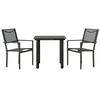 vidaXL 3 Piece Garden Dining Set Black Steel and Textilene