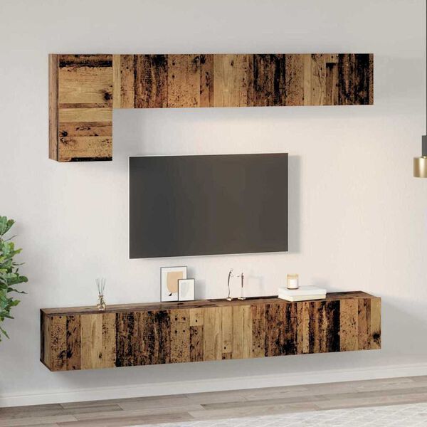 vidaXL TV Cabinet Set Wall-mounted 5 pcs Old Wood Engineered Wood