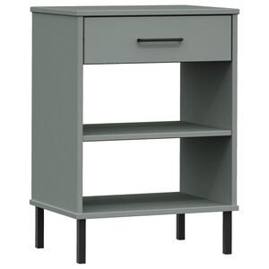 vidaXL Console Cabinet with Metal Legs Grey Solid Wood Pine OSLO