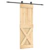 vidaXL Sliding Door Natural and Black 70 x 210 cm Solid Pine Wood