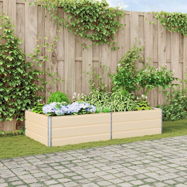 vidaXL Planter Ivory 195 x 100 x 45 cm Galvanised Steel
