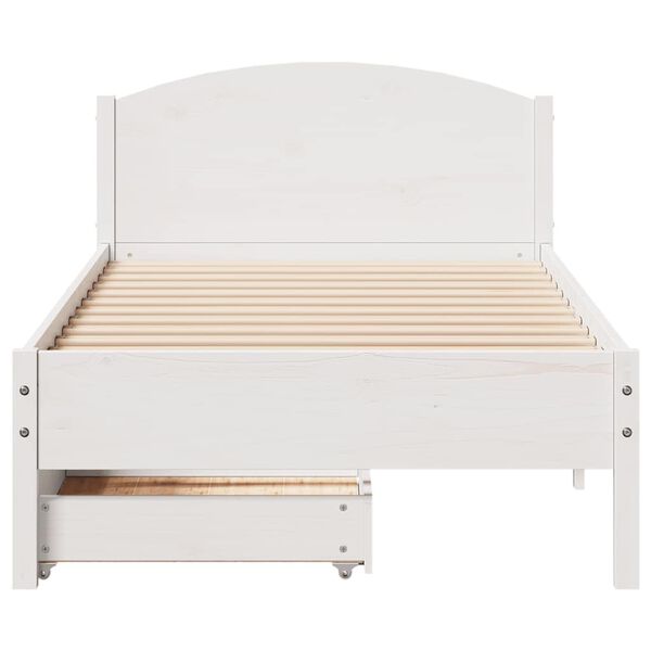 vidaXL Bed Frame without Mattress White 90x190 cm Single Solid Wood Pine