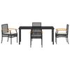 vidaXL Garden Dining Set 5 pcs Black Poly Rattan