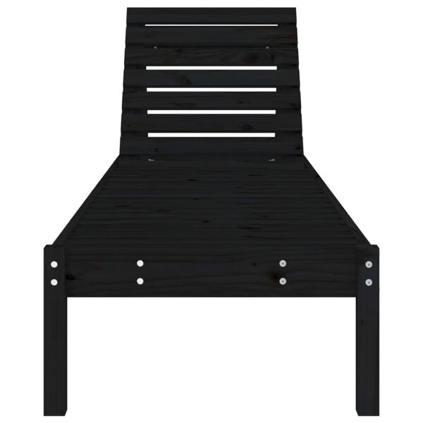 vidaXL Sun Lounger Black 199.5x60x74 cm Solid Wood Pine