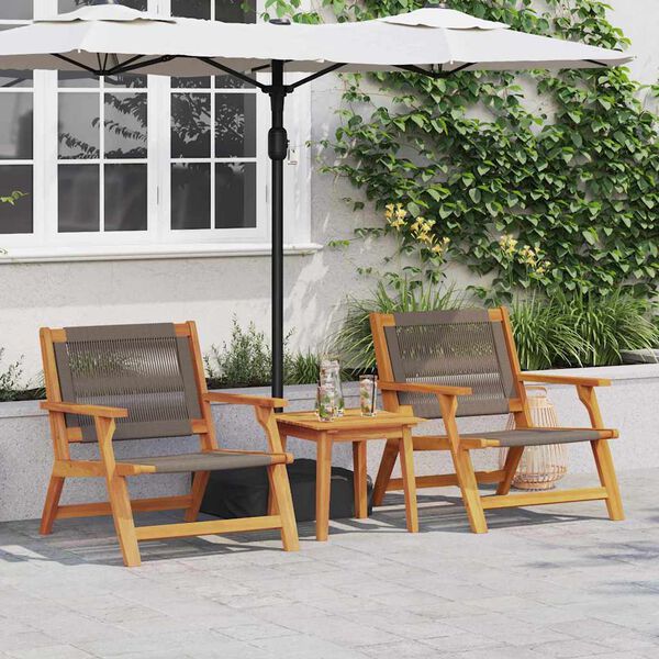 vidaXL Garden Chairs with Table 3 pcs Grey Solid Acacia Wood