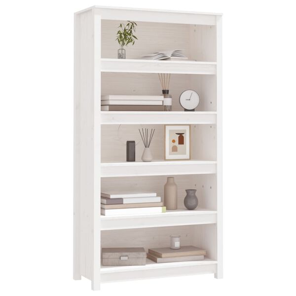 vidaXL Book Cabinet White 80x35x154 cm Solid Wood Pine