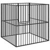 vidaXL Dog Playpen 4 Panel Black Galvanised Steel