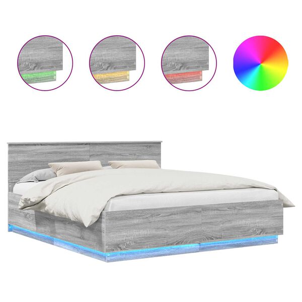 vidaXL Bed Frame Grey Sonoma 200 x 200 cm Engineered Wood