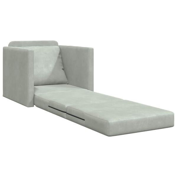 vidaXL Folding Sofa Bed Light Grey 74 x 77 x 81 cm Velvet