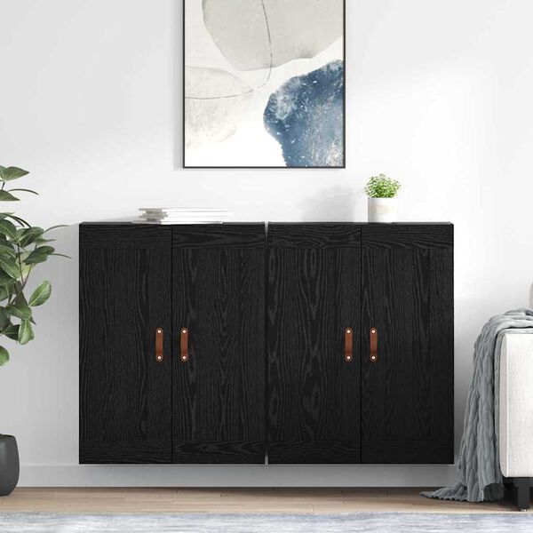 vidaXL Wall-mounted Cabinet 2 pcs Black Oak 69.5 x 34 x 90 cm