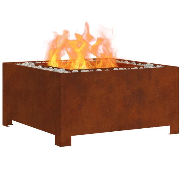 vidaXL Fire Pit Brown 80 x 80 x 40 cm Weathering Steel