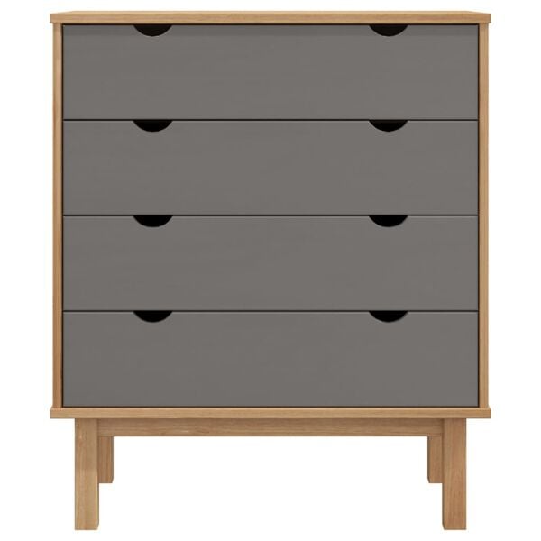 vidaXL Drawer Cabinet OTTA Brown&Grey 76.5x39.5x90cm Solid Wood Pine