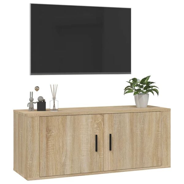 vidaXL Wall Mounted TV Cabinet Sonoma Oak 100x34.5x40 cm