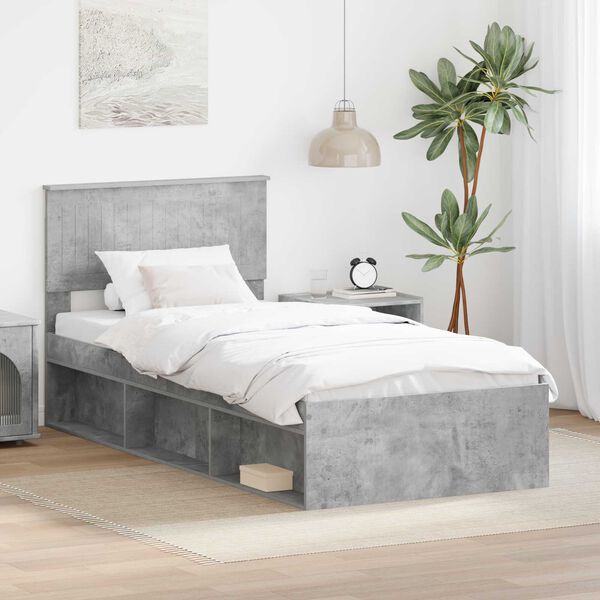 vidaXL Bed Frame Concerte Grey 90 x 190 cm Solid Pine Wood