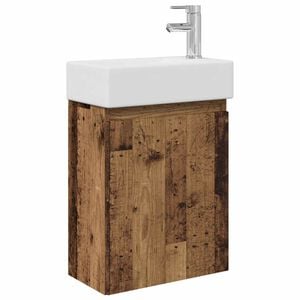 vidaXL Bathroom Vanity Unit with Tap Old Wood 45.5 x 22.5 x 84 cm