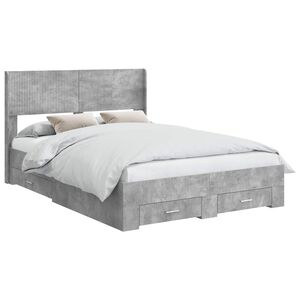 vidaXL Bed Frame with Storage and Headboard Concrete Grey
