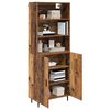 vidaXL Highboard Old Wood 69.5 x 34 x 180 cm Engineered Wood and Glass