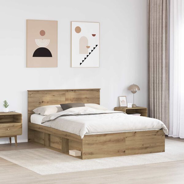 vidaXL Bed Frame Artisian Oak 140 x 200 cm Engineered wood