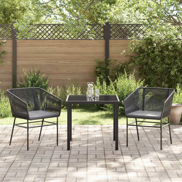 vidaXL Garden Dining Set 3 pcs Grey Poly rattan