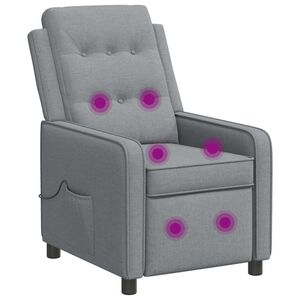 vidaXL Recliner Massage Chair Light Grey 65 x 93 x 102 cm Fabric