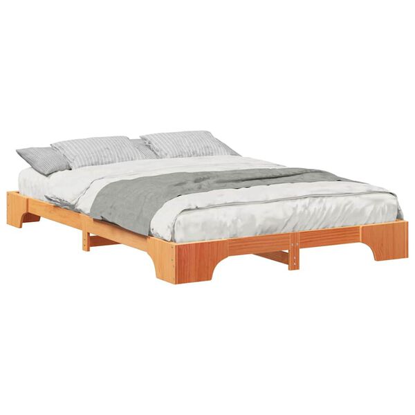 vidaXL Bed Frame Brown 140 x 210 cm Solid Pine Wood