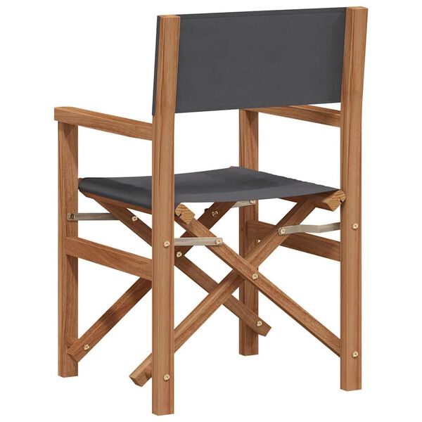 vidaXL Folding Director's Chair Grey 56 x 54 x 87 cm Solid Teak Wood