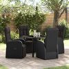 vidaXL Garden Dining Set with Cushion 5 pcs Black Poly Rattan