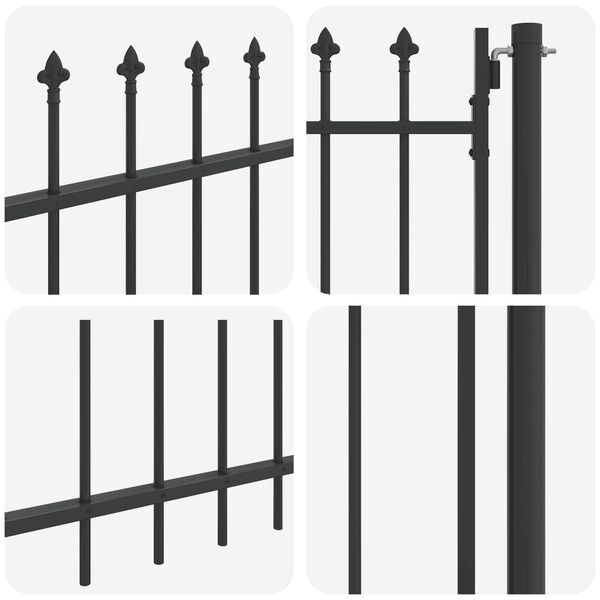 vidaXL Fence Gate with Lock Grey 103 x 150 cm Powder-Coated Steel