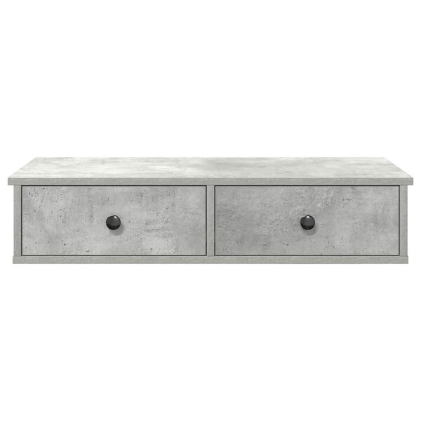 vidaXL Wall Shelf with Drawers Concrete Grey 80x31x17 cm Engineered Wood
