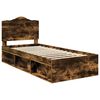 vidaXL Bed Frame with Headboard Smoked Oak 90 x 200 cm Solid Pine Wood