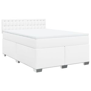 vidaXL Box Spring Bed with Mattress White 140x200 cm Faux Leather