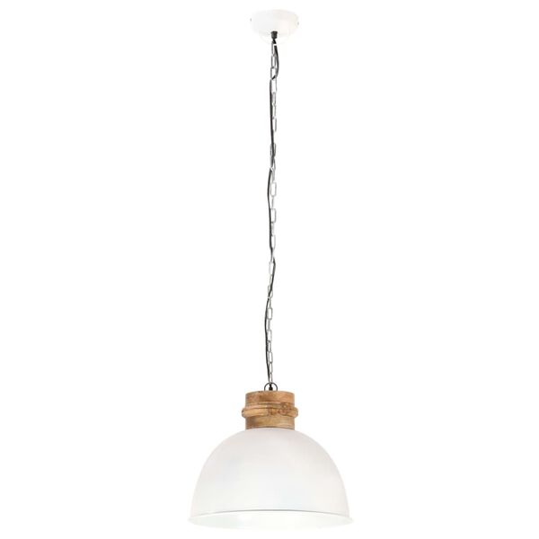 vidaXL Industrial Hanging Lamp White Round 50 cm E27 Solid Mango Wood