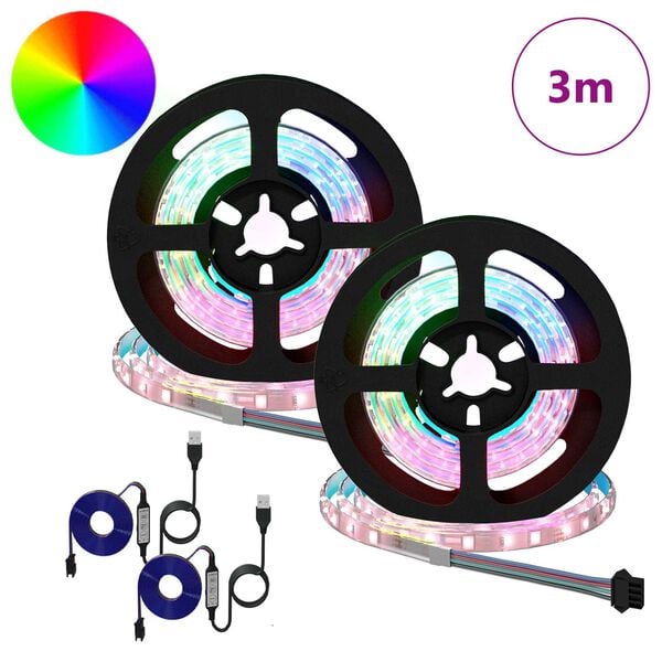 vidaXL LED Strip 2 pcs Black and Transparent 750 mm Copper and Plastic