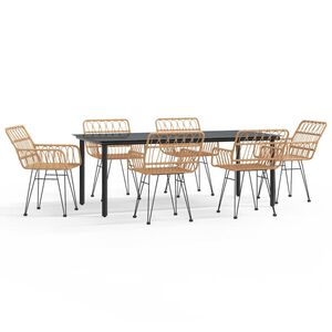 vidaXL 7 Piece Garden Dining Set Poly Rattan