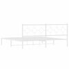 vidaXL Metal Bed Frame without Mattress with Headboard White 200x200cm