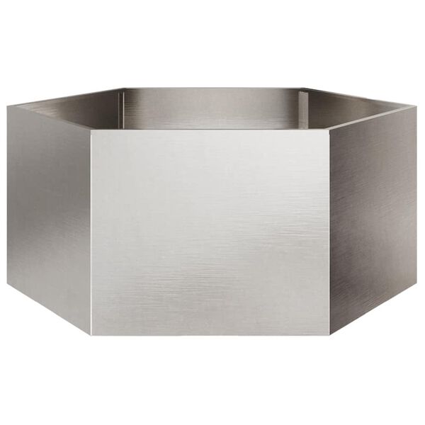 vidaXL Garden Planter Hexagon 104x90x45 cm Stainless Steel