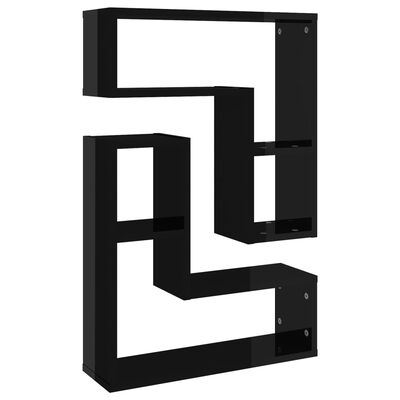vidaXL Wall Shelf 2 pcs High Gloss Black 50x15x50 cm Engineered Wood