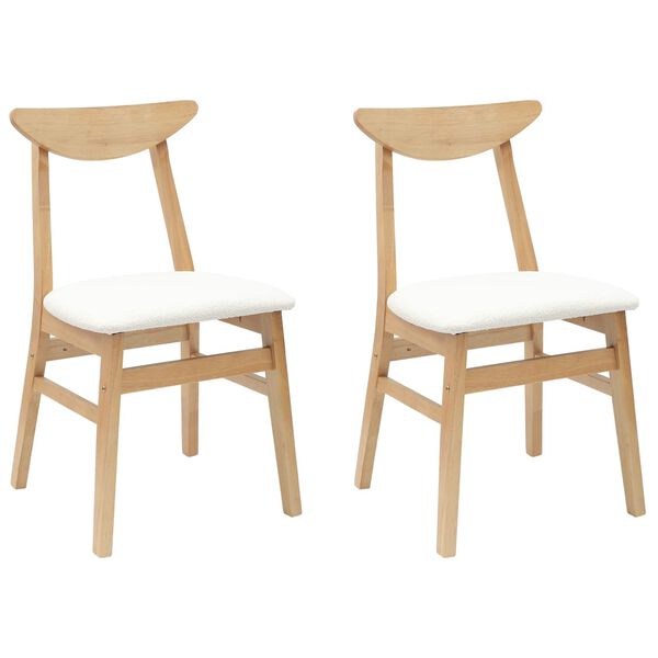 vidaXL Dining Chairs 2 pcs Natural 42 x 47.5 x 81 cm Solid Rubber Wood