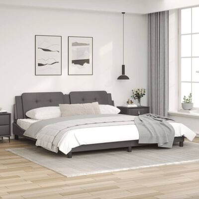 vidaXL Bed Frame with LED Lights Grey 200x200 cm Faux Leather