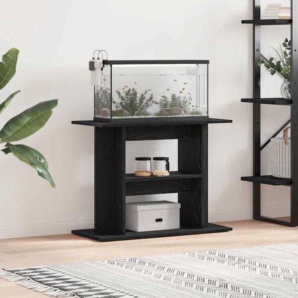 vidaXL Aquarium Stand Black Oak 80x35x60 cm Engineered Wood