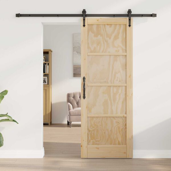 vidaXL Sliding Door ORKDAL Natural and Black 73.5 x 198.5 cm