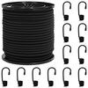 vidaXL Bungee Cords with Hooks 6 mm Black PP and Rubber