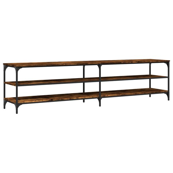 vidaXL TV Cabinet Smoked Oak 200x30x50 cm Engineered Wood and Metal