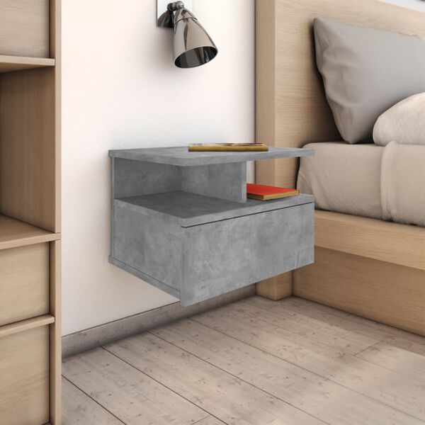 vidaXL Floating Nightstands 2 pcs Concrete Grey 40x31x27cm Engineered Wood