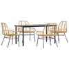 vidaXL 5 Piece Garden Dining Set Brown Poly Rattan Glass